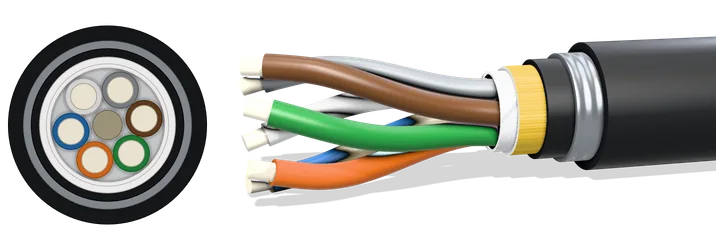 3D-weergave van de opbouw van Glasvezel loose-tube OS2 gewapend